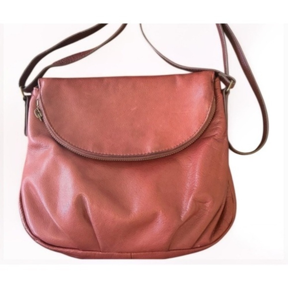 Margot New York Adelle Brandy Leather Crossbody Hobo Bag Brown Slouchy Boho Y2K - Picture 3 of 7